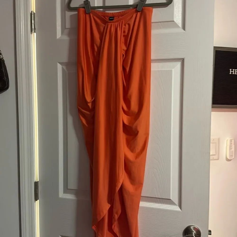 Orange NEW Maxi Skirt - Size Medium - Front Open Slit - Mini Skirt Underneath